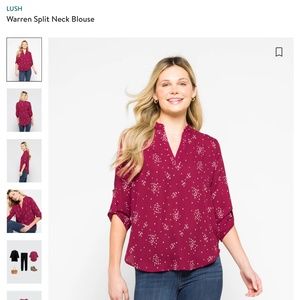 Lush Warren Split Neck Blouse XS